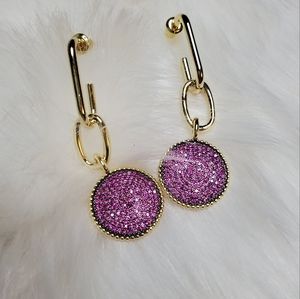 Pink crystal pave (lightweight) dangle earrings